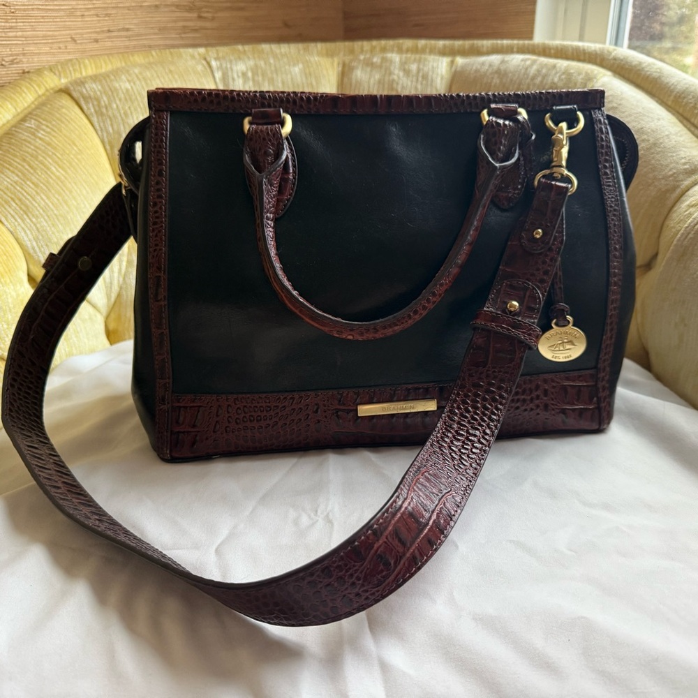 Brahmin Black and Brown Satchel